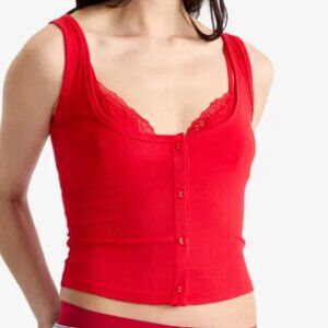 SKIMS Soft Lounge Lace Bralette Tank Cherry XL NWT